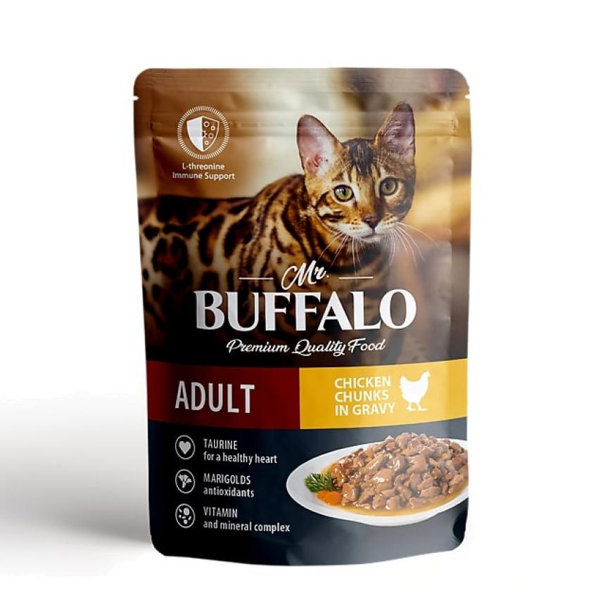 Пауч для кошек Mr.Buffalo Adult Цыпленок в соусе 85гр