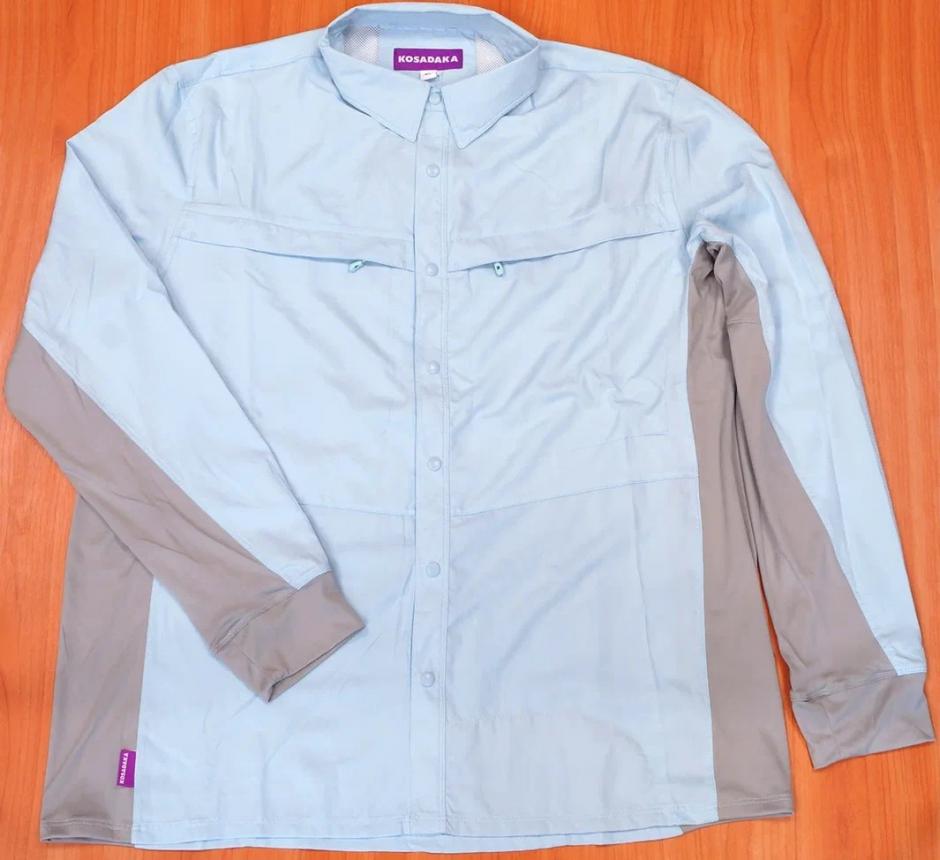 Рубашка Kosadaka Ice Silk Sunblock с карманами, UV защита, L голубой