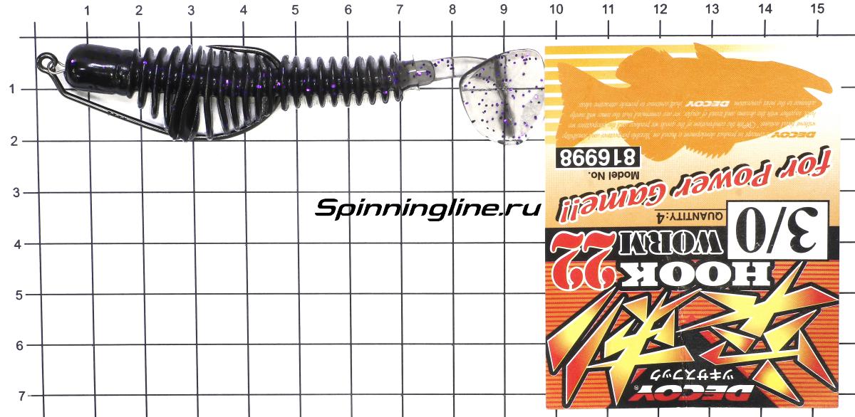 Приманка B Fish & Tackle Pulse-R Paddle Tail 3.2" Purple Cracker/Chart Tail - фотография оснащения приманок 1
