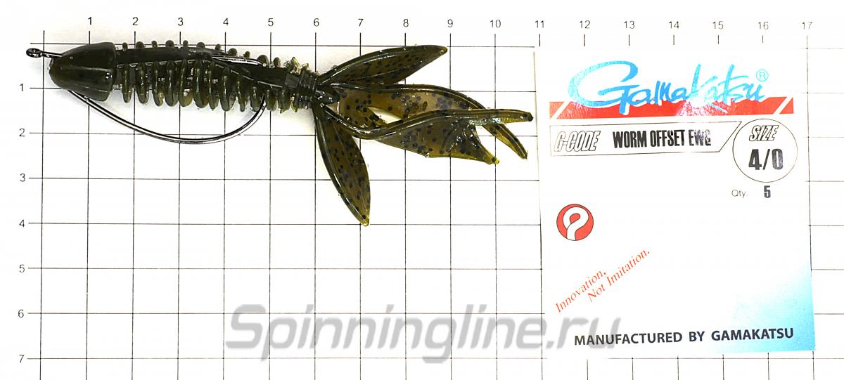 Приманка Yum Wooly Hawg Craw F2 4" Green Pumpkin - фотография оснащения приманок 2