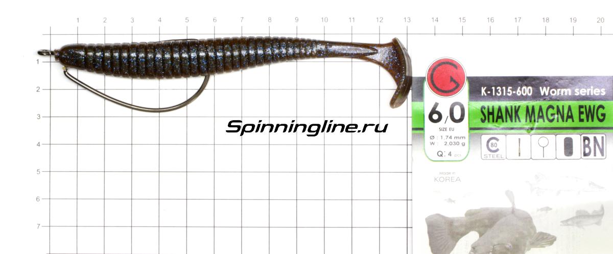 Приманка Noike Smokin Swimmer 5" 001-Green Pumpkin - фотография оснащения приманок 2