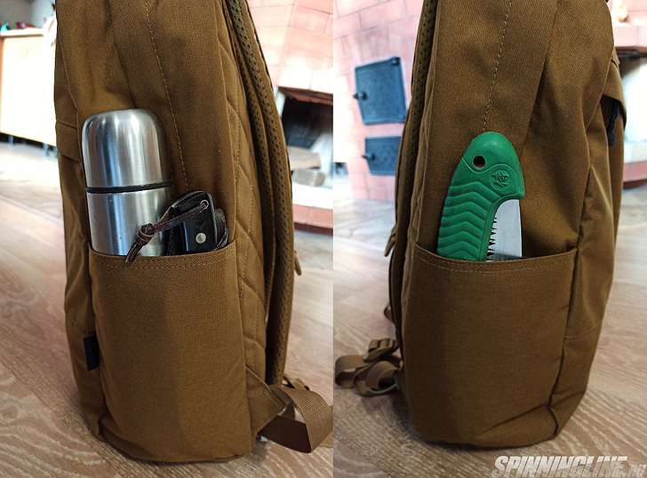  По бокам рюкзака имеются два простых наружных кармана 